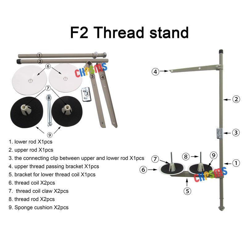 CKPSMS Brand - #F2 1SET 2 Spool Thread Stand Pipe Thru TOP Compatible with/Replacement for JUKI Brand DDL-5550 Industrial Sewing Machines (F2) - Image 2